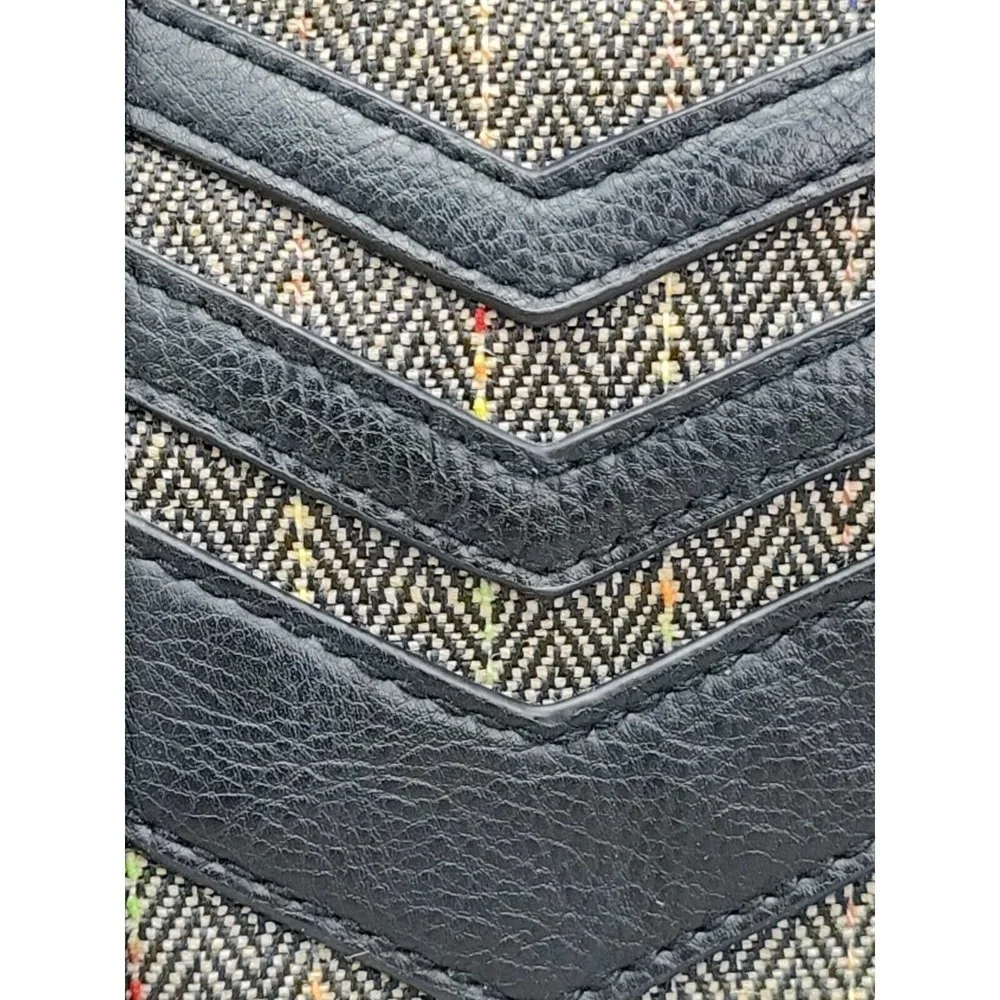Volcom Black brown Aztec Leather Clutch Bag Handbag Cosmetic Purse Zip Top retro
